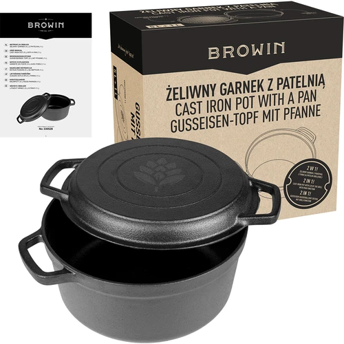 Litinový hrnec s pánví, 5 L + 1 L - 10