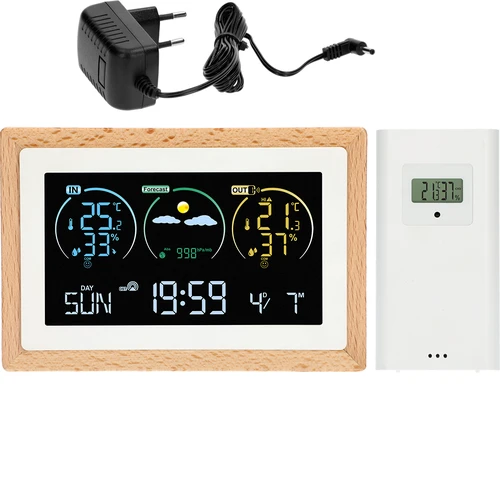 Meteorologická stanice (RCC,DCF) - elektronická, bezdrátová, podsvícená, senzor, bílá