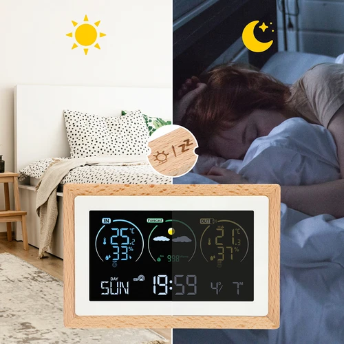 Meteorologická stanice (RCC,DCF) - elektronická, bezdrátová, podsvícená, senzor, bílá - 13