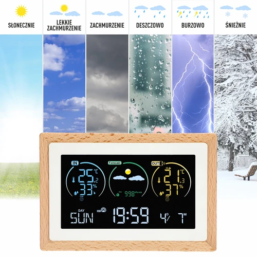 Meteorologická stanice (RCC,DCF) - elektronická, bezdrátová, podsvícená, senzor, bílá - 10