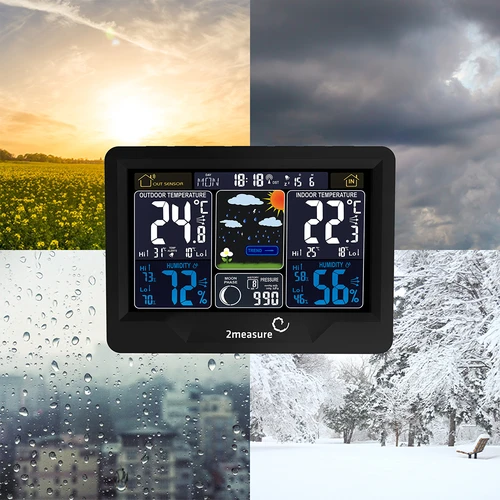 Meteorologická stanice RCC, DCF – elektronická, podsvícená, bezdrátová, senzor, černá - 19
