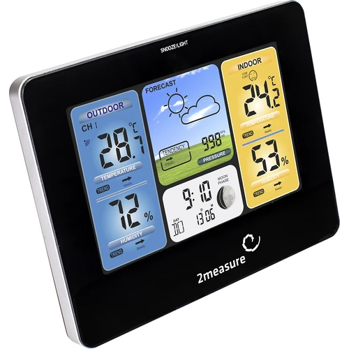 Meteorologická stanice RCC – elektronická, podsvícená, bezdrátová, senzor, černá - 6