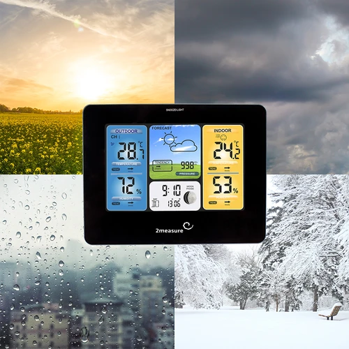 Meteorologická stanice RCC – elektronická, podsvícená, bezdrátová, senzor, černá - 18