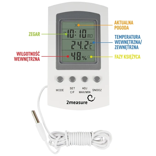 Meteostanice – elektronická, sonda, bílá - 5