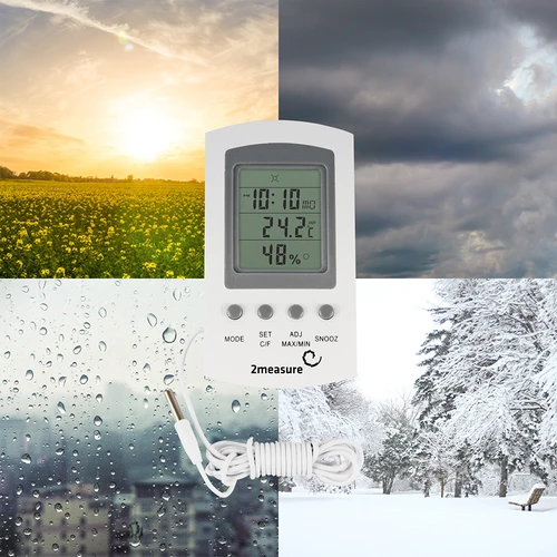 Meteostanice – elektronická, sonda, bílá - 13