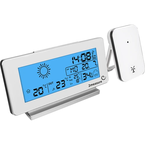 Meteostanice RCC, DCF – elektronická, bezdrátová, podsvícený senzor, bílá - 2