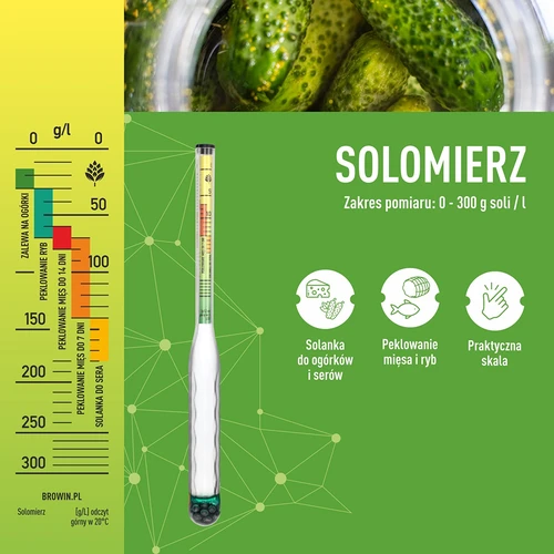 Salinometr nerozbitný se zkumavkou, rozsah měření: 0-300 g soli/L - 5