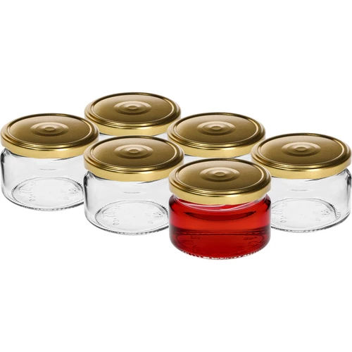 Nízká sklenice 200ml - se zlatým víčkem fi 82/6, 6ks. - 2
