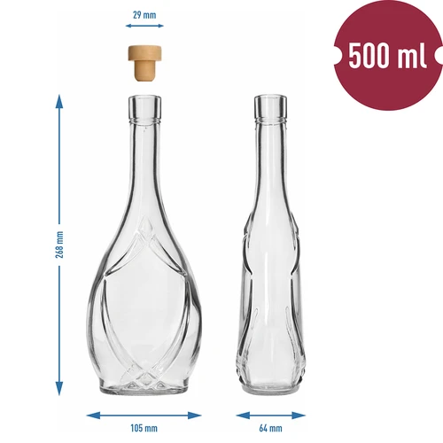 Ozdobná láhev ICONA 500 ml, se zátkou typu hříbek, 1 ks. - 5