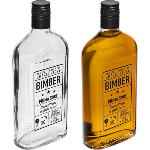 Láhev – ploskačka 500 ml se šroubovacím uzávěrem, potisk „Bimber PRL“, 1 ks. - 4