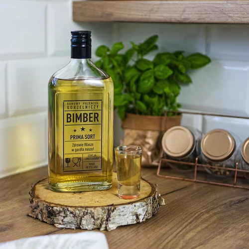 Láhev – ploskačka 500 ml se šroubovacím uzávěrem, potisk „Bimber PRL“, 1 ks. - 6