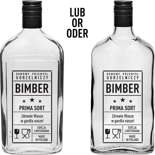 Láhev – ploskačka 500 ml se šroubovacím uzávěrem, potisk „Bimber PRL“, 1 ks. - 2