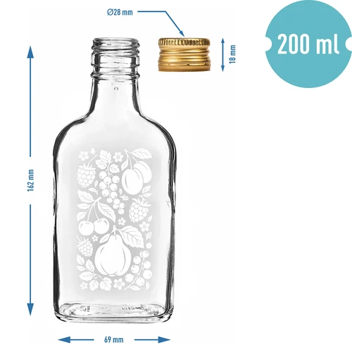 Placatka 200 ml se šroubovacím uzávěrem a potiskem „Ovoce”, vzor 2 - 4