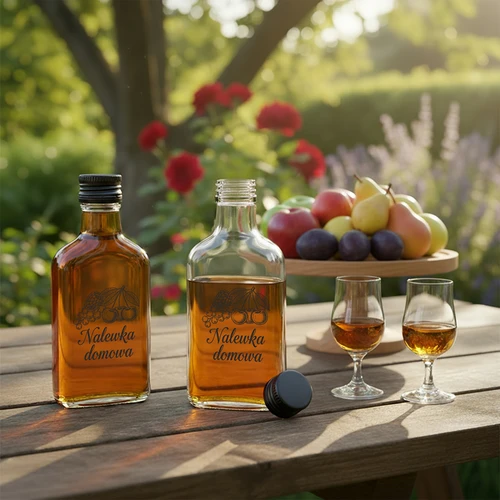 Láhev – placatka 200 ml se šroubovacím uzávěrem, potisk „Nalewka domowa”, 1 ks - 5