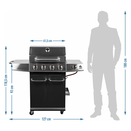 Plynový gril dragON BBQ101, 11,7 kW, černo-stříbrný - 10