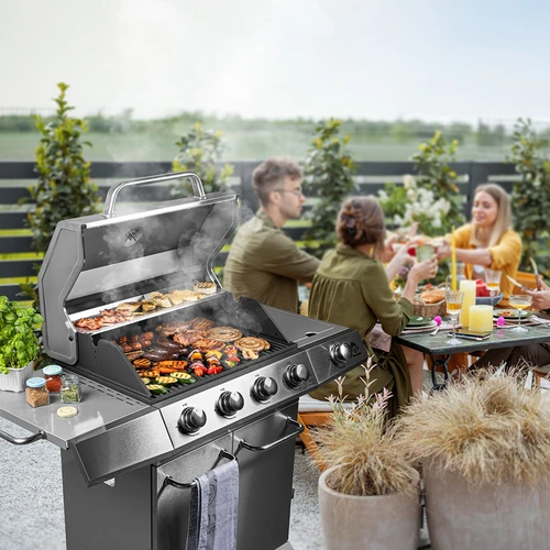 Plynový gril dragON BBQ201, 18,8 kW, stříbrný - 3