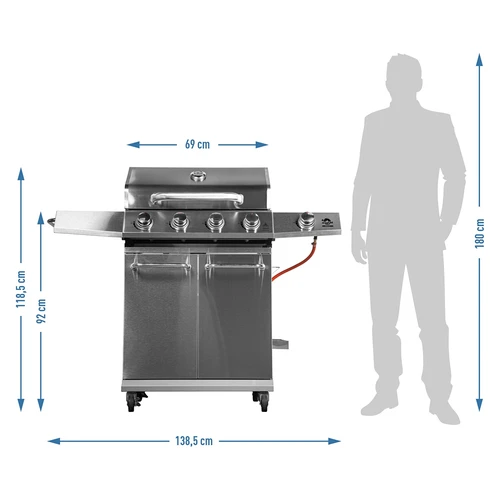 Plynový gril dragON BBQ201, 18,8 kW, stříbrný - 12