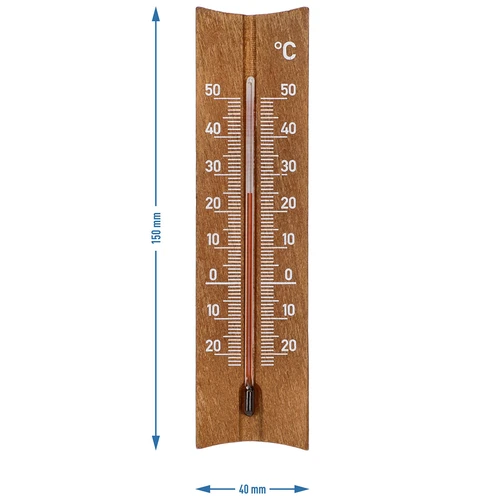 Pokojový teploměr dřevěný (-20 do +50°C), tmavě hnědý, 15cm - 5