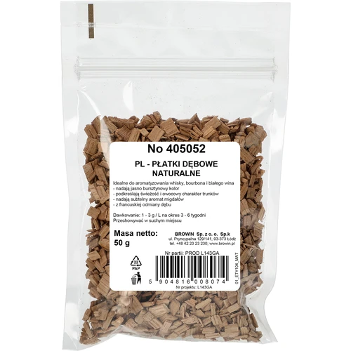 Přírodní dubové vločky pro aromatizaci alkoholů (whisky, bílé víno), 50 g - 2
