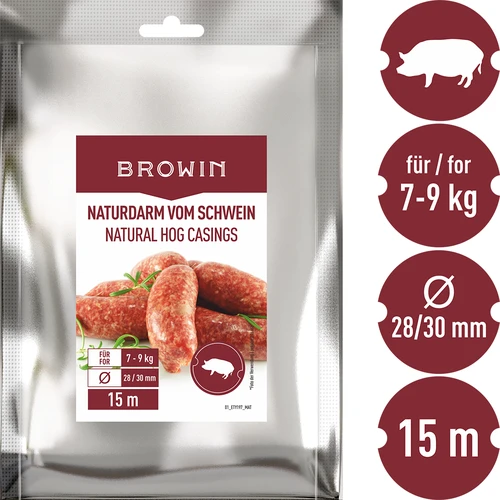Přírodní vepřová střeva 28/30, 15m - 3