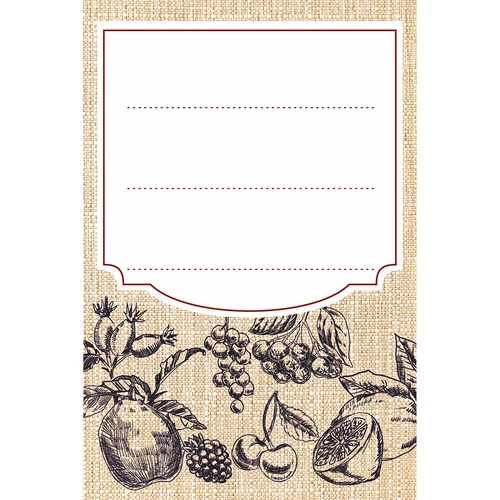 Samolepicí etikety 60 x 90 mm na lahve, sklenice ovoce skica - 20 ks.
