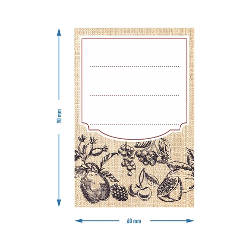 Samolepicí etikety 60 x 90 mm na lahve, sklenice ovoce skica - 20 ks. - 4