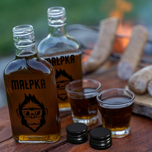 Láhev – placatka 200 ml se šroubovacím uzávěrem, potisk „Opička”, 1 ks - 6