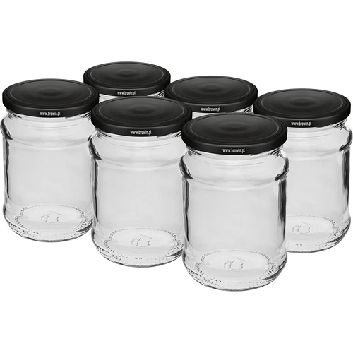 Sklenice 250 ml fi 66/4 černé víčko - 6 ks.