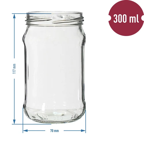 Sklenice 300 ml s barevným víčkem fi 66 - 6 ks. - 2