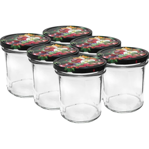 Sklenice 350 ml s barevným víčkem - 6 ks