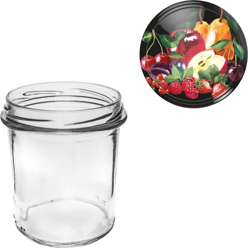 Sklenice 350 ml s barevným víčkem - 6 ks - 8