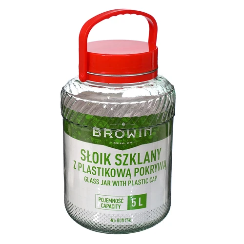 Sklenice 5 L s plastovým víkem - 5