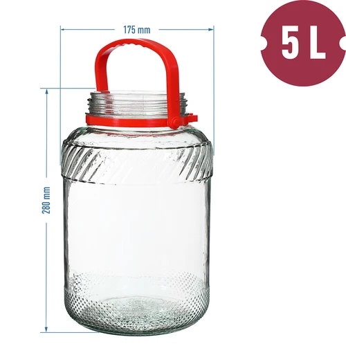 Sklenice 5 L s plastovým víkem - 6