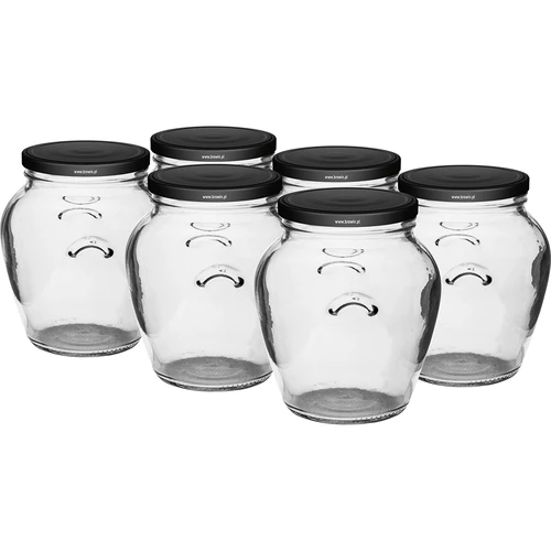 Sklenice Amfora 580 ml (fi 82) s černým víčkem 6 ks