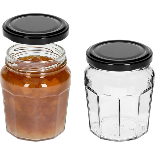 Sklenice Konfitura 230ml s černým víčkem fi63/4 - 6ks - 5