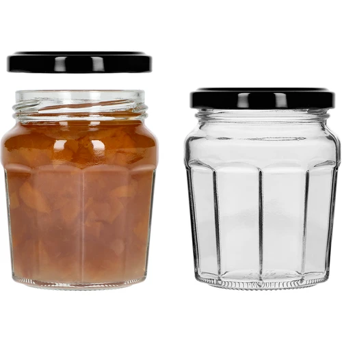 Sklenice Konfitura 230ml s černým víčkem fi63/4 - 6ks - 6