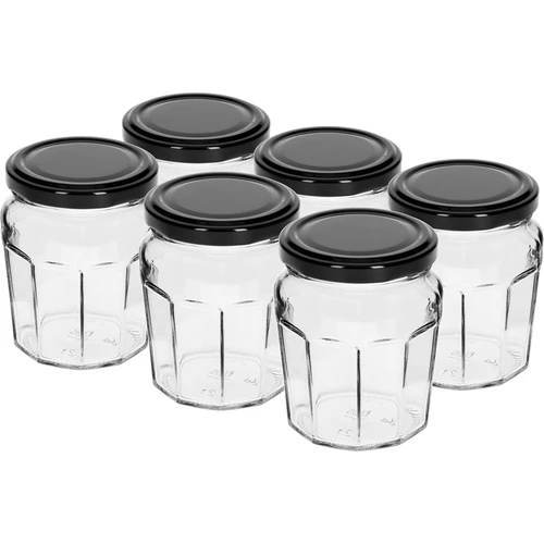 Sklenice Konfitura 230ml s černým víčkem fi63/4 - 6ks