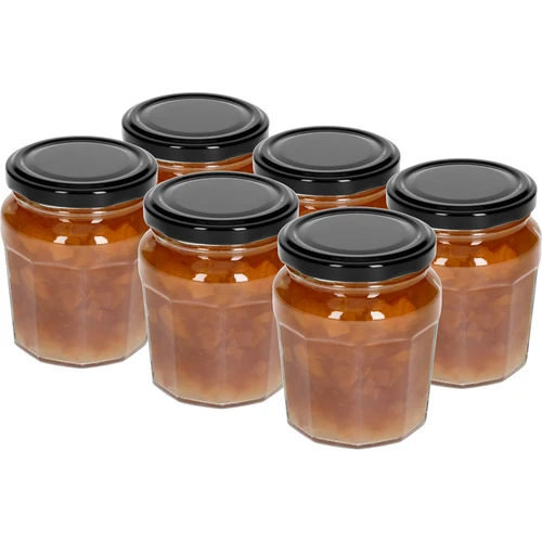 Sklenice Konfitura 230ml s černým víčkem fi63/4 - 6ks - 3