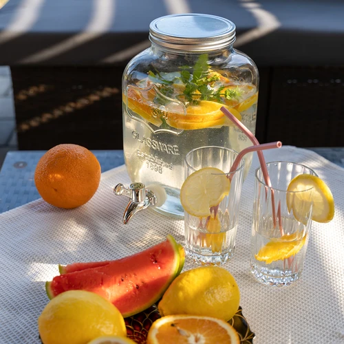 Sklenice na limonádu, s kohoutkem - skleněná, 4 L - 6