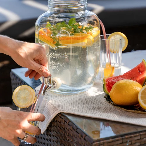 Sklenice na limonádu, s kohoutkem - skleněná, 4 L - 7