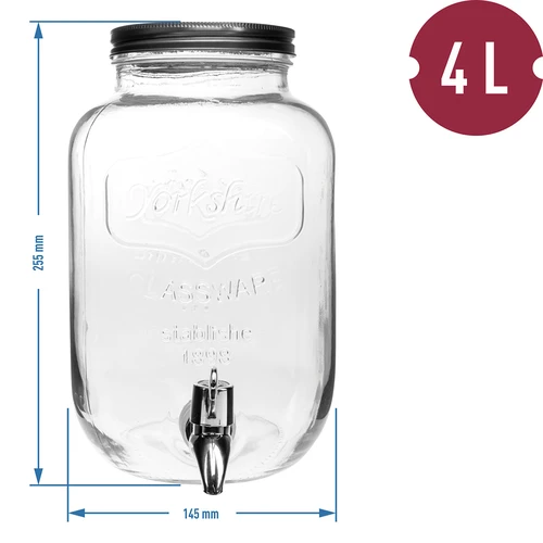 Sklenice na limonádu, s kohoutkem - skleněná, 4 L - 5