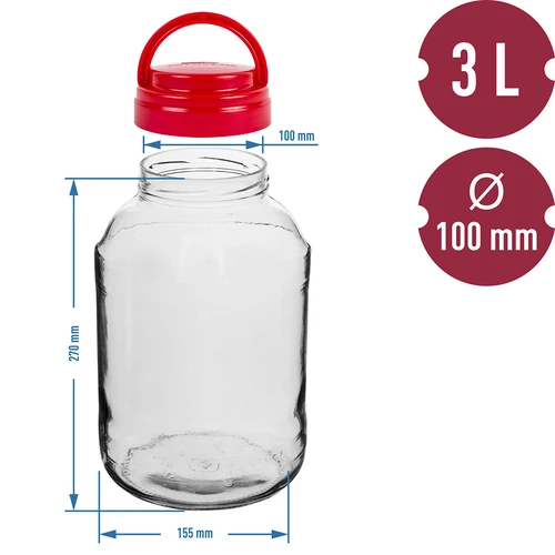 Sklenice TO 3 L a víko fi 100 s držadlem - 6