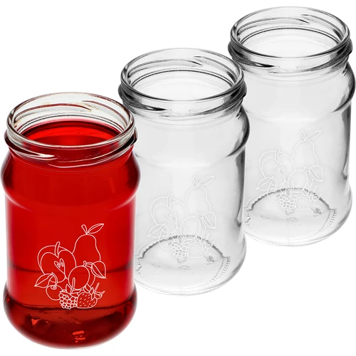 Sklenice TO 300ml s potiskem - mix ovoce a víčko fi66/4 - 3 ks - 3
