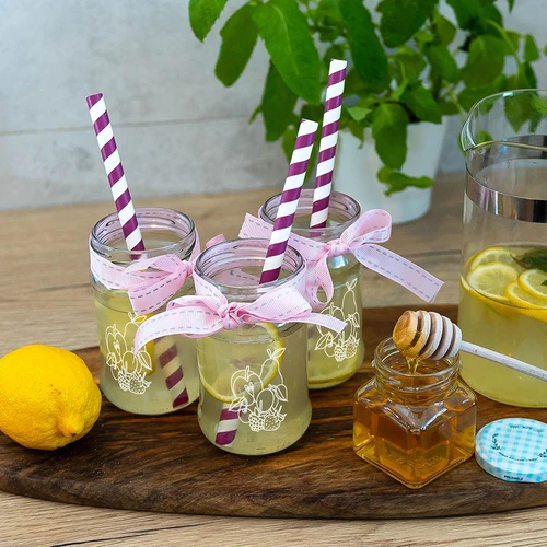 Sklenice TO 300ml s potiskem - mix ovoce a víčko fi66/4 - 3 ks - 7