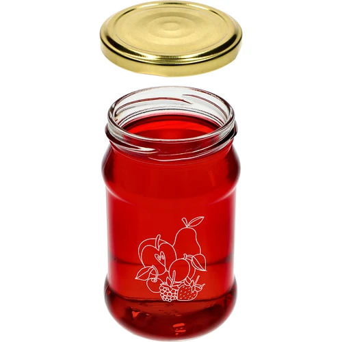 Sklenice TO 300ml s potiskem - mix ovoce a víčko fi66/4 - 3 ks - 5