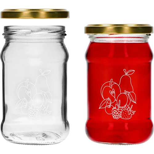 Sklenice TO 300ml s potiskem - mix ovoce a víčko fi66/4 - 6 ks. - 4