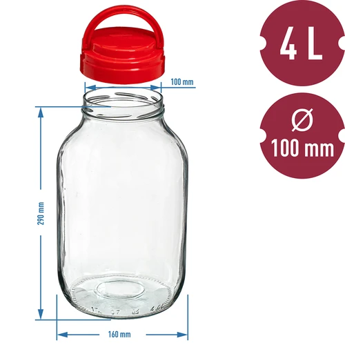 Sklenice TO 4 L a víko fi 100 s držadlem - 6