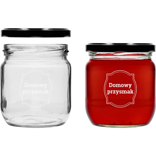 Sklenice TO 425ml s potiskem „Domácí pochoutka” a černým víčkem fi 82 - 3ks. - 4