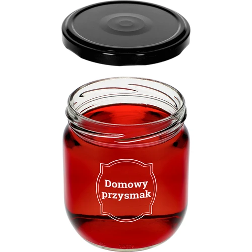 Sklenice TO 425ml s potiskem „Domácí pochoutka” a černým víčkem fi 82 - 3ks. - 5