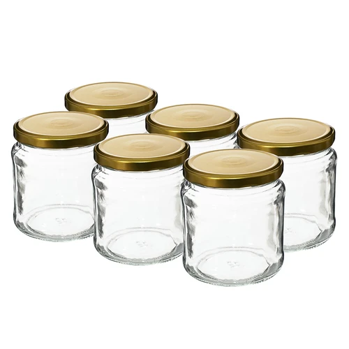 Sklenice TO 500 ml se zlatým víčkem fi82/6 - 6 ks